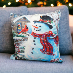 Xmas Haus Festive Snowman and Robin Christmas Cushion 45 x 45cm - Size: 450 x 450 x 150cm - White - Wilko - thumbnail 4