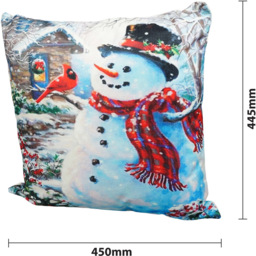 Xmas Haus Festive Snowman and Robin Christmas Cushion 45 x 45cm - Size: 450 x 450 x 150cm - White - Wilko - thumbnail 6