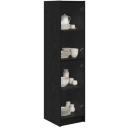 vidaXL 2 Glass Door 4 Shelf Black Oak Slim Highboard - Size: 142 x 35 x 37cm - Wilko - thumbnail 4
