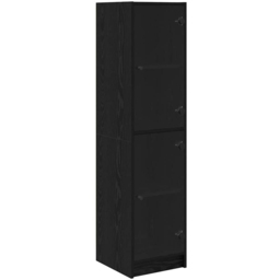 vidaXL 2 Glass Door 4 Shelf Black Oak Slim Highboard - Size: 142 x 35 x 37cm - Wilko - thumbnail 3