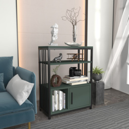 Decorotika Letos Single Door 3 Shelf Green and Black Bookshelf - Size: 80 x 60 x 29.6cm - Multi - Wilko - thumbnail 6