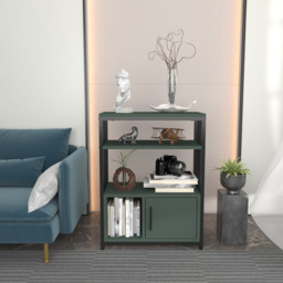 Decorotika Letos Single Door 3 Shelf Green and Black Bookshelf - Size: 80 x 60 x 29.6cm - Multi - Wilko - thumbnail 7