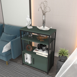 Decorotika Letos Single Door 3 Shelf Green and Black Bookshelf - Size: 80 x 60 x 29.6cm - Multi - Wilko - thumbnail 5