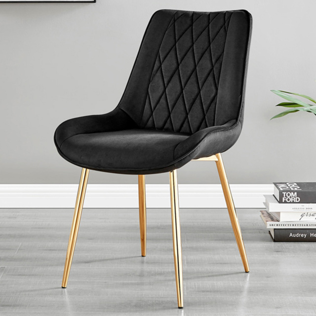 Furniturebox Cesano Set of 2 Black and Gold Velvet Dining Chair - Wilko - image 1