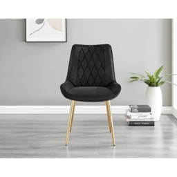 Furniturebox Cesano Set of 2 Black and Gold Velvet Dining Chair - Wilko - thumbnail 3