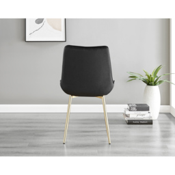 Furniturebox Cesano Set of 2 Black and Gold Velvet Dining Chair - Wilko - thumbnail 6
