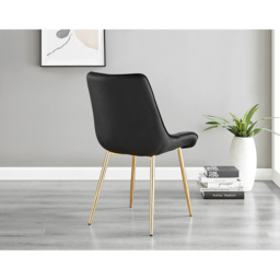 Furniturebox Cesano Set of 2 Black and Gold Velvet Dining Chair - Wilko - thumbnail 4