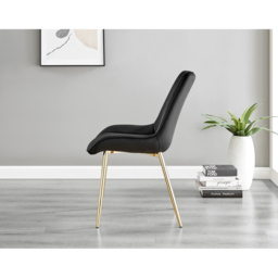Furniturebox Cesano Set of 2 Black and Gold Velvet Dining Chair - Wilko - thumbnail 5