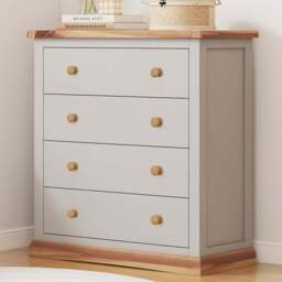 Bomporto 4 Drawer Light Grey Chest of Drawers with Wood Knobs - Wilko - thumbnail 1
