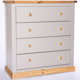 Bomporto 4 Drawer Light Grey Chest of Drawers with Wood Knobs - Wilko - thumbnail 4