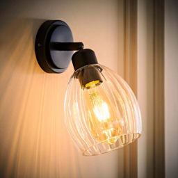 ValueLights Cheltenham Ribbed Shade Matte Black Adjustable Wall Spotlights with Bulbs 2 Pack - Size: 25 x 13.5 x 13.5cm - Wilko - thumbnail 3