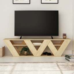 Decortie Ralla Oak TV Stand with Shelves - Cream - Wilko