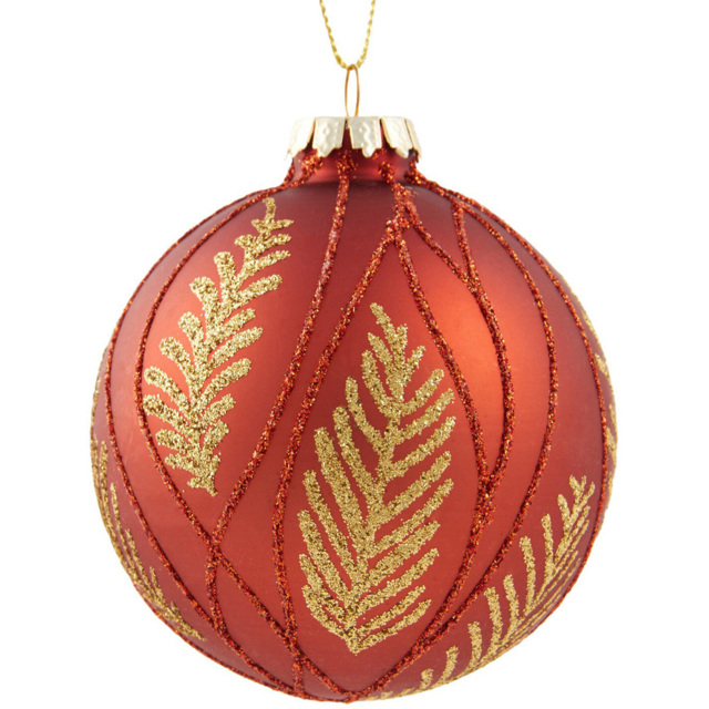 Glitter Leaf Detail Bauble - Amber - Wilko - image 1