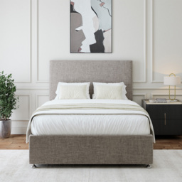 Bedmaster King Size Slate Linen Divan Base with Valencia Headboard - Grey - Wilko - thumbnail 3