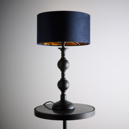Kliving Churchgate Navy Velvet Shade Black Metal Table Lamp - Size: 46 x 26 x 26cm - Wilko - thumbnail 3