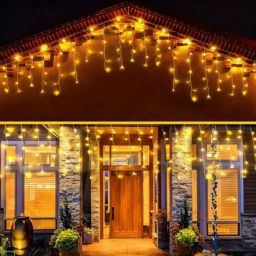 Living and Home 800 Warm White LED Solar Powered Icicle String Lights with Remote Control 20m - Size: 20 x 8 x 11cm - Black - Wilko - thumbnail 7