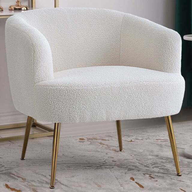 Living and Home White Teddy Fabric Armchair - Size: Single - Wilko - image 1