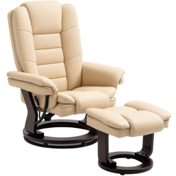 HOMCOM Beige PU Leather Manual Recliner Armchair with Footrest - Size: Single - Yellow - Wilko - thumbnail 3