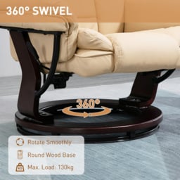 HOMCOM Beige PU Leather Manual Recliner Armchair with Footrest - Size: Single - Yellow - Wilko - thumbnail 6