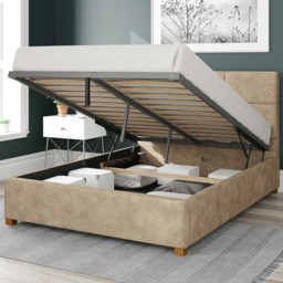 Aspire Caine Double Beige Kimiyo Linen Ottoman Bed - Cream - Aspire Beds - Wilko - thumbnail 3