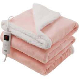GlamHaus Light Pink Electric Throw 160 x 130cm - Wilko