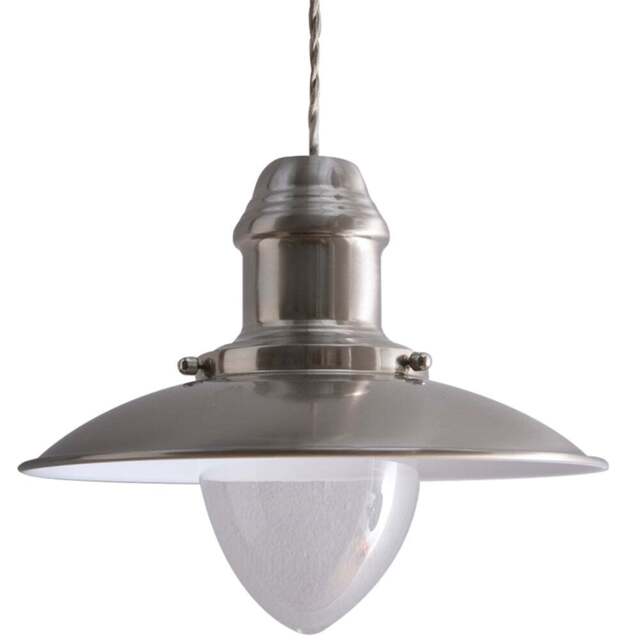 Kliving Chester Satin Nickel Pendant Light - Size: 26 x 30 x 30cm - Silver - Wilko - image 1