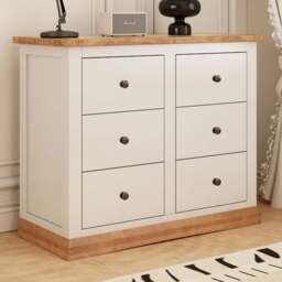Cabinet Bits Trevi 6 Drawer White Brass Knob Chest of Drawers - Wilko