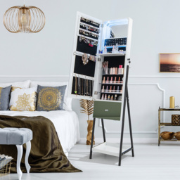 Costway White LED Full Length Mirror Jewellery Armoire - Size: 134 x 47cm - Wilko - thumbnail 3