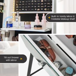 Costway White LED Full Length Mirror Jewellery Armoire - Size: 134 x 47cm - Wilko - thumbnail 7