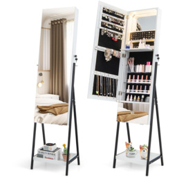 Costway White LED Full Length Mirror Jewellery Armoire - Size: 134 x 47cm - Wilko - thumbnail 4