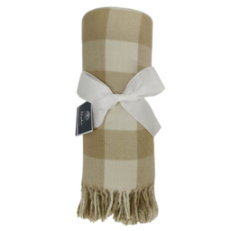 Hayden Biscuit Check Throw - Biscuit - Wilko