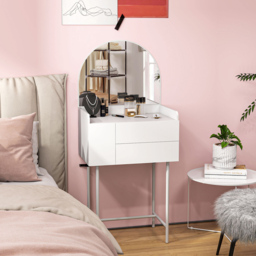 Portland 3 Drawer White Makeup Dressing Table with Mirror - Size: 131 x 42.5 x 60cm - Wilko - thumbnail 4