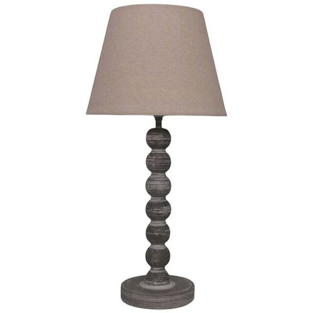 Acacia Home Cream Linen Shade Grey Table Lamp - Size: 51 x 12 x 12cm - Wilko - image 1