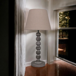 Acacia Home Cream Linen Shade Grey Table Lamp - Size: 51 x 12 x 12cm - Wilko - thumbnail 4