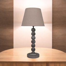 Acacia Home Cream Linen Shade Grey Table Lamp - Size: 51 x 12 x 12cm - Wilko - thumbnail 3
