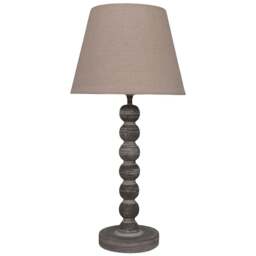 Acacia Home 51cm Washed Wood Table Lamp with Taupe Linen Shade - Size: 51 x 12 x 12cm - Cream - Wilko