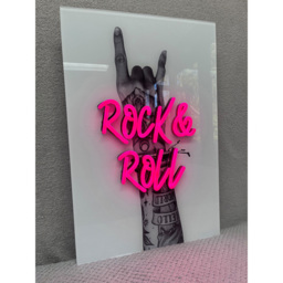 Splashbax Rock And Roll Unframed LED Neon Wall Art - Size: 90 x 60 x 7cm - Multi - Wilko - thumbnail 5