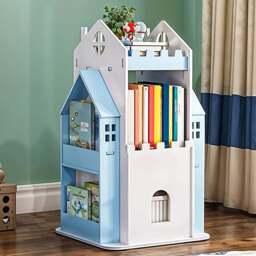 Living and Home 3 Tier Blue Rotating Kids Castle Bookshelf - Size: 3 Shelf - Wilko