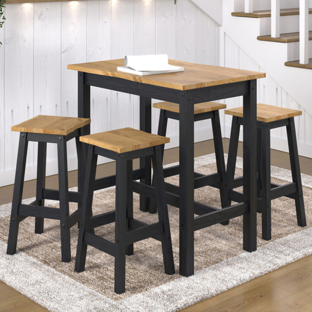 Core Products Corona 2 Seater High Breakfast Table Set Black - Wilko - image 1