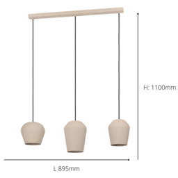 EGLO Cambaito Steel Monochromatic Pendant Light - Size: 110 x 19.5 x 89.5cm - Cream - Wilko - thumbnail 5