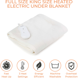 Carmen King Size White Heated Electric Under Blanket - Size: 165 x 137 x 1cm - GOLD - Wilko - thumbnail 4
