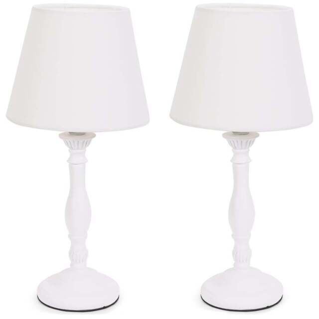 ValueLights Sara Tapered Shade White Wood Traditional Candle Stick LED Table Lamp 2 Pack - Size: 32 x 15 x 15cm - Wilko - image 1