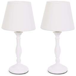 ValueLights Sara Tapered Shade White Wood Traditional Candle Stick LED Table Lamp 2 Pack - Size: 32 x 15 x 15cm - Wilko - thumbnail 1