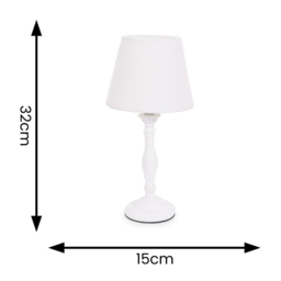 ValueLights Sara Tapered Shade White Wood Traditional Candle Stick LED Table Lamp 2 Pack - Size: 32 x 15 x 15cm - Wilko - thumbnail 5
