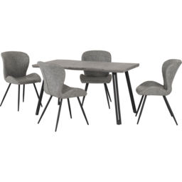 Seconique Quebec 4 Seater Wave Edge Dining Set Concrete and Grey - Wilko - thumbnail 3