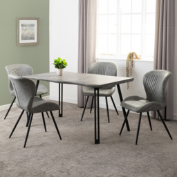 Seconique Quebec 4 Seater Wave Edge Dining Set Concrete and Grey - Wilko
