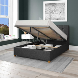 Aspire Hepburn Single Charcoal Saxon Twill Ottoman Bed - Grey - Aspire Beds - Wilko - thumbnail 3