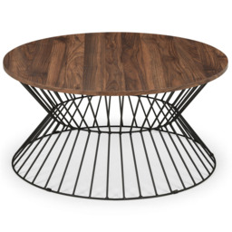 Julian Bowen Jersey Walnut Round Wire Coffee Table - Size: 80 x 80 x 40cm - Black - Wilko - thumbnail 3