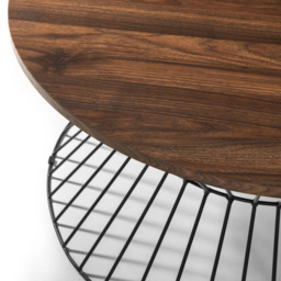 Julian Bowen Jersey Walnut Round Wire Coffee Table - Size: 80 x 80 x 40cm - Black - Wilko - thumbnail 4