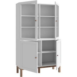Florence Wensley 4 Door Light Grey and Oak Glass Display Cabinet with LED Lighting - Size: 162.8 x 99.9 x 41.7cm - Multi - Furniture To Go - Wilko - thumbnail 4